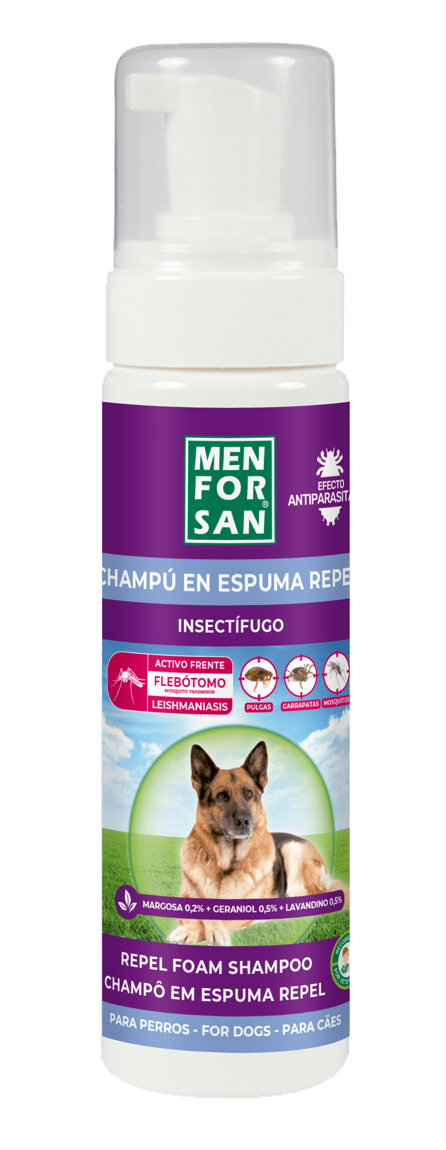 Champu en espuma anti insectos perros 200ml