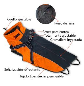 Abrigo naranja de Spandex con arnes y forro de lana (65cm) - Imagen 2