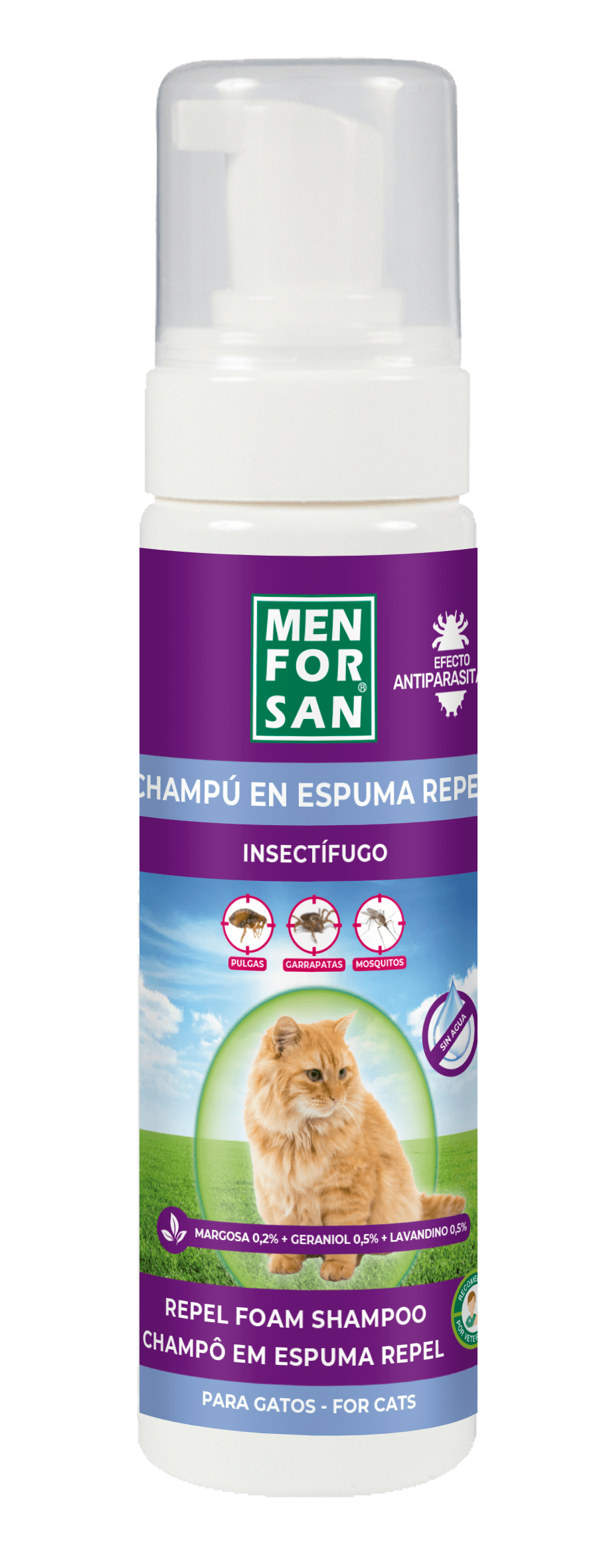 Champu en espuma anti insectos gatos 200ml