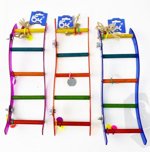 Juguete para p&aacute;jaros escalera para loros fijaci&oacute;n lateral en la jaula 11x5x40cm - Imagen 2