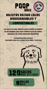 Bolsas recoge cacas Biodegradables, 8 rollos x 15 bolsas - Imagen 2