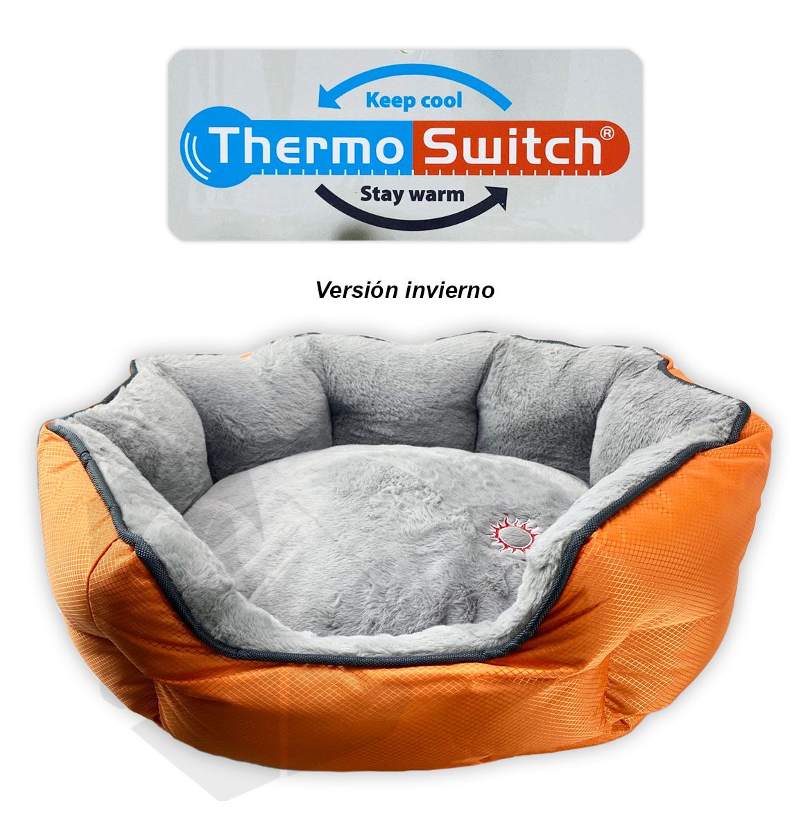 Santorini TermoSwitch  - Cuna reversible naranja/gris Talla S (45x38x20cm)