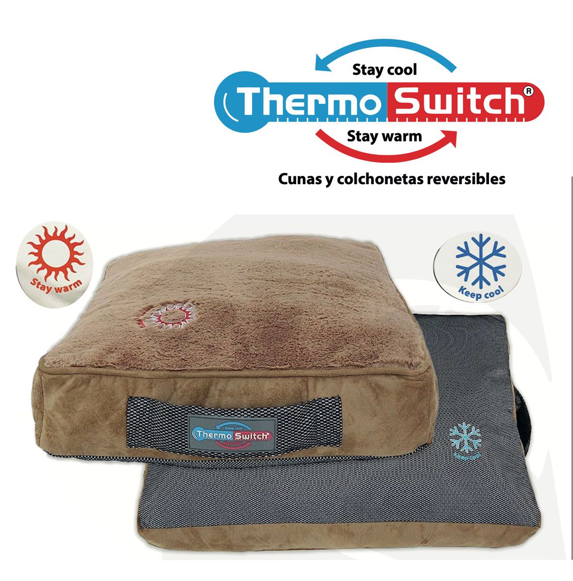 Milos TermoSwitch  - Colchon reversible marron Talla S (50x40x11cm)