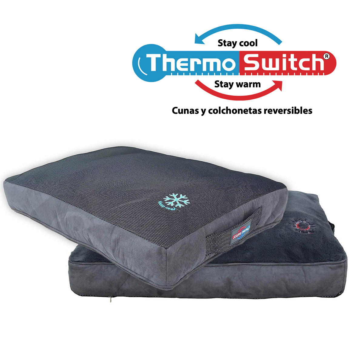Milos TermoSwitch  - Colchon reversible gris Talla S (50x40x11cm)