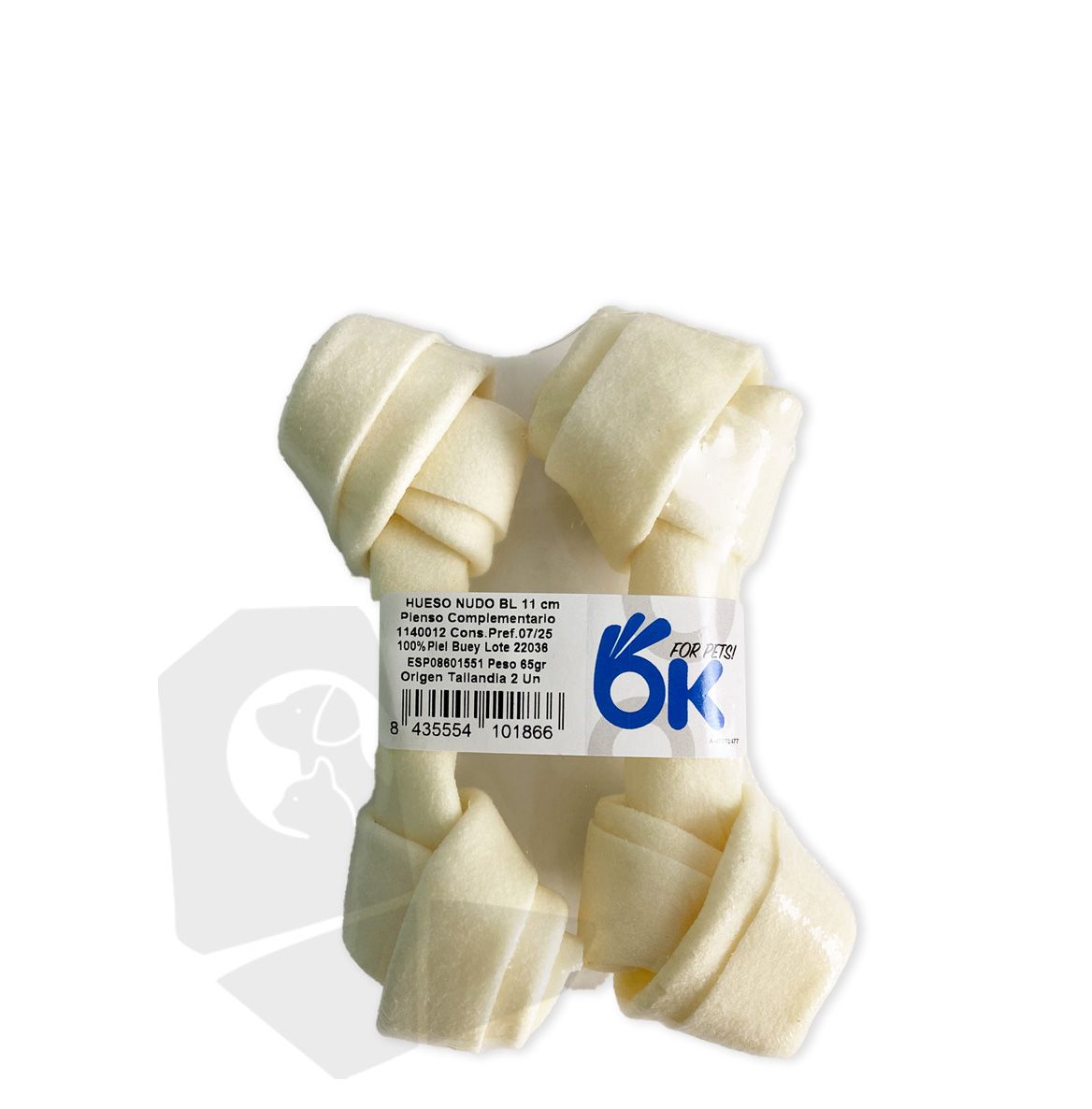 Hueso nudo blanco 11cms (blister de 2uds/50gr)