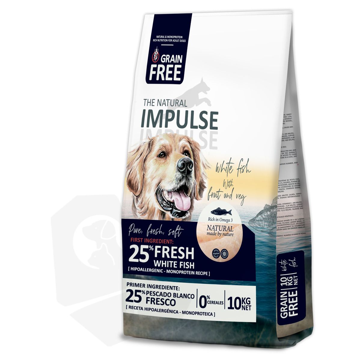 The Natural Impulse Dog Adult pescado blanco GRAIN FREE 10kg.