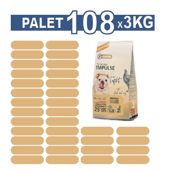 The Natural Impulse Dog Adult Light 3 kg (PALET)