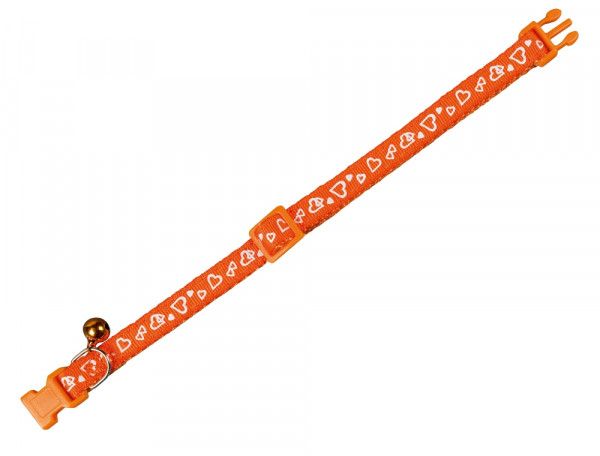 Collar nylon corazon naranja para gato