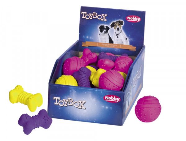 Huesos y pelotas de latex 24 unidades,  8,5 + 7 cm