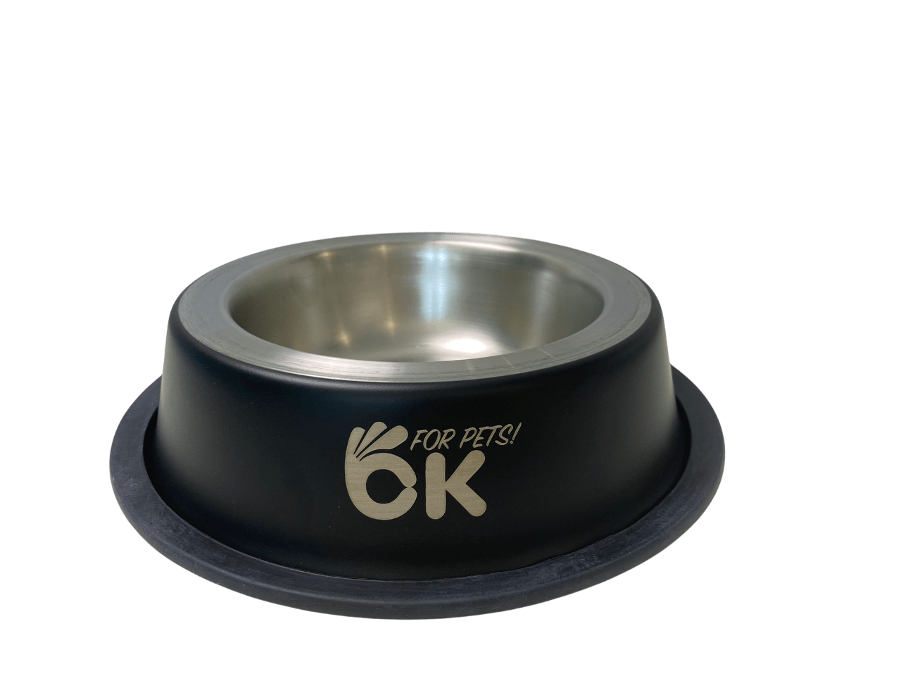 Comedero inox. antideslizante negro Ok For Pets 20,5cm/450ml