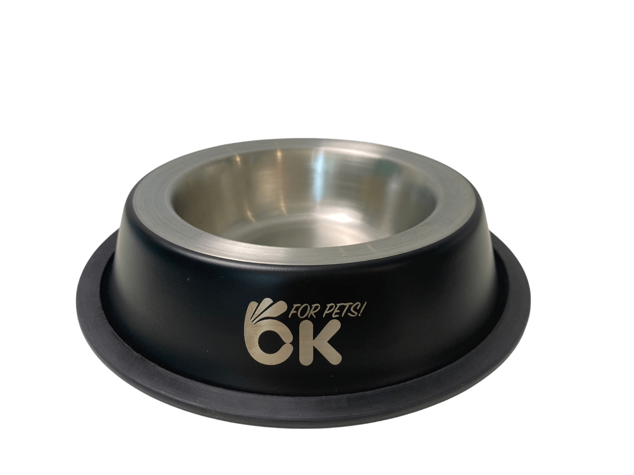 Comedero inox. antideslizante negro Ok For Pets 25,5cm/900ml