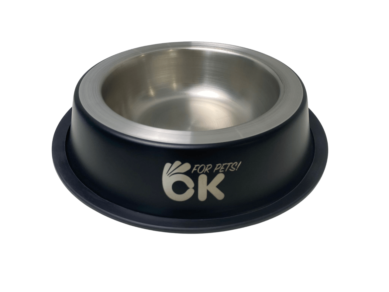 Comedero inox. antideslizante negro Ok For Pets 28,5cm/1800ml