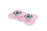 LUUKS UP BONE Comedero doble rosa 36 x 22.5 x 4 cm