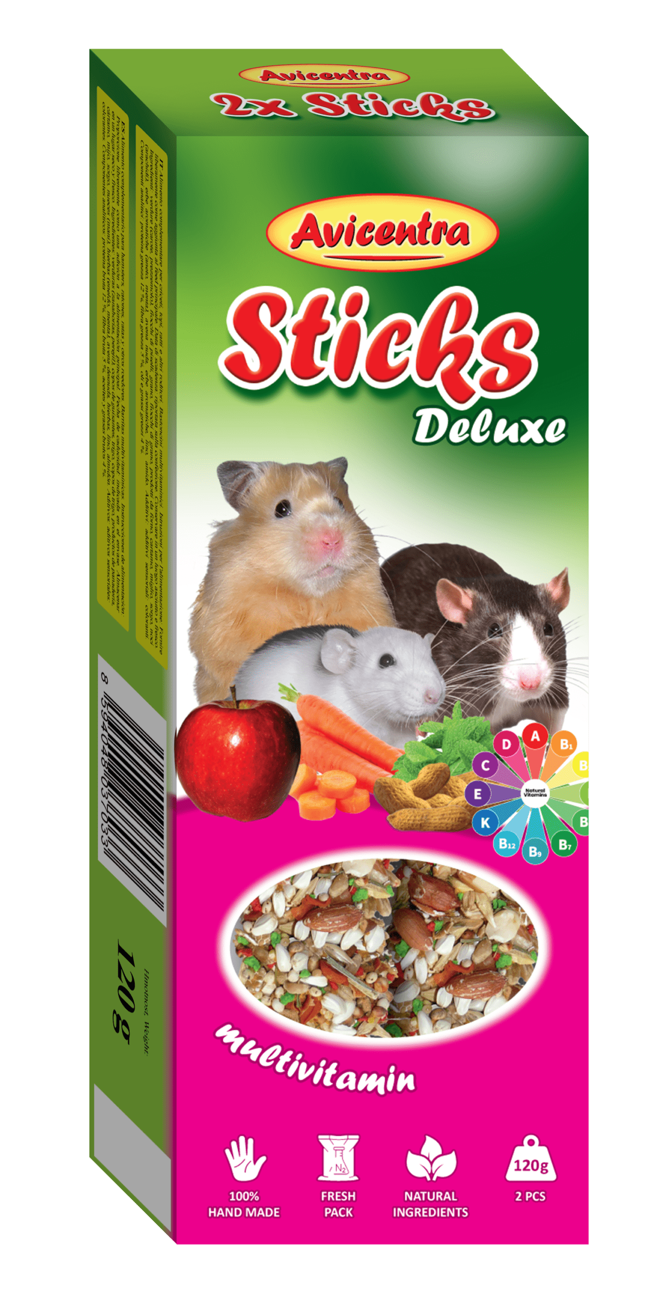 Sticks Deluxe - Peque&ntilde;os roedores con multivitaminas (120 g) (10 cajas)